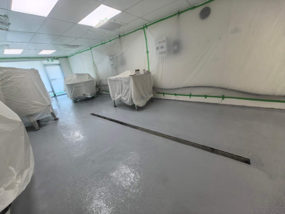After — four-layer coating, processing floor — Dairy facility · Richmond · Multi-layer epoxy