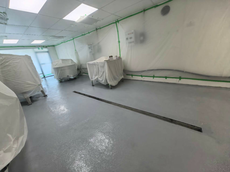 After — four-layer coating, processing floor — Dairy facility · Richmond · Multi-layer epoxy