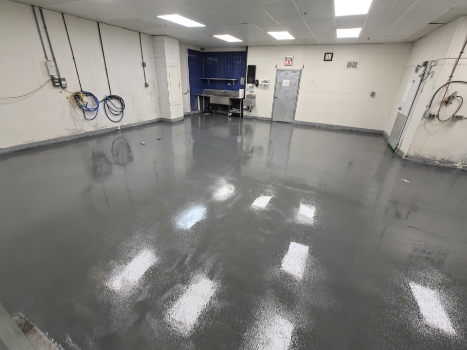 Cementitious urethane mortar floor in a Coquitlam food plant