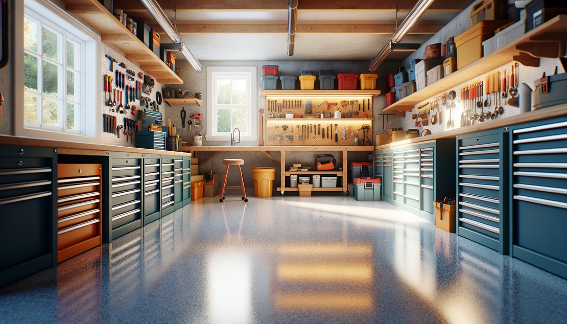 Stylish Garage Space Organization Epoxy Flooring with Deluxe Coating Vancouver