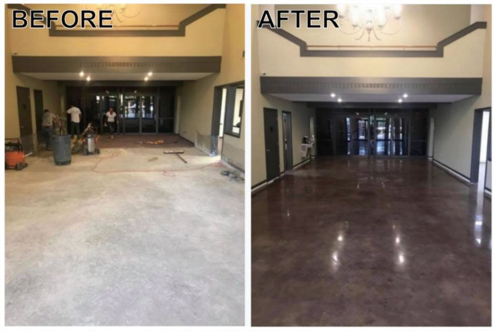 polished concrete floor before and after Vancouver